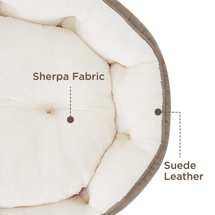 Bedsure Dog Beds for Small Dogs - Round Medium Cat Beds for Indoor Cats, Washable Pet Bed for Puppy and Kitten with Slip-Resistant Bottom, 25 Inches, Taupe