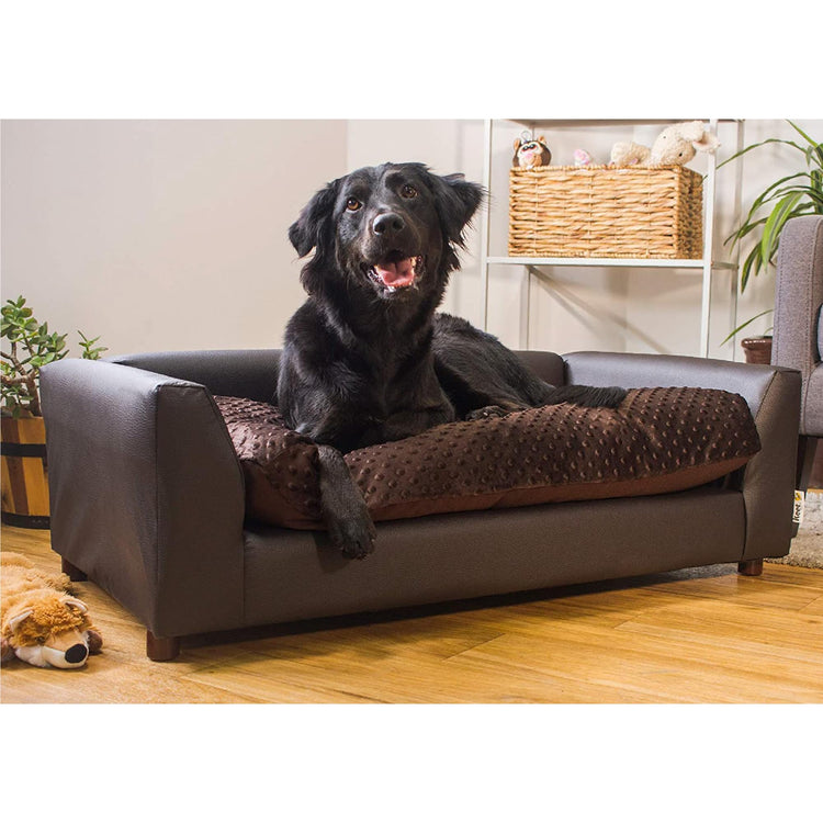 Keet Fluffy Deluxe Pet Bed Sofa Chocolate Small