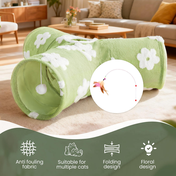 Tempcore Pet Cat Tunnel Tube Cat Toys 3 Way Collapsible, Tunnels for Indoor Cats，Kitty Bored Peek Hole Toy Ball Cat, Puppy, Kitty, Kitten, Rabbit