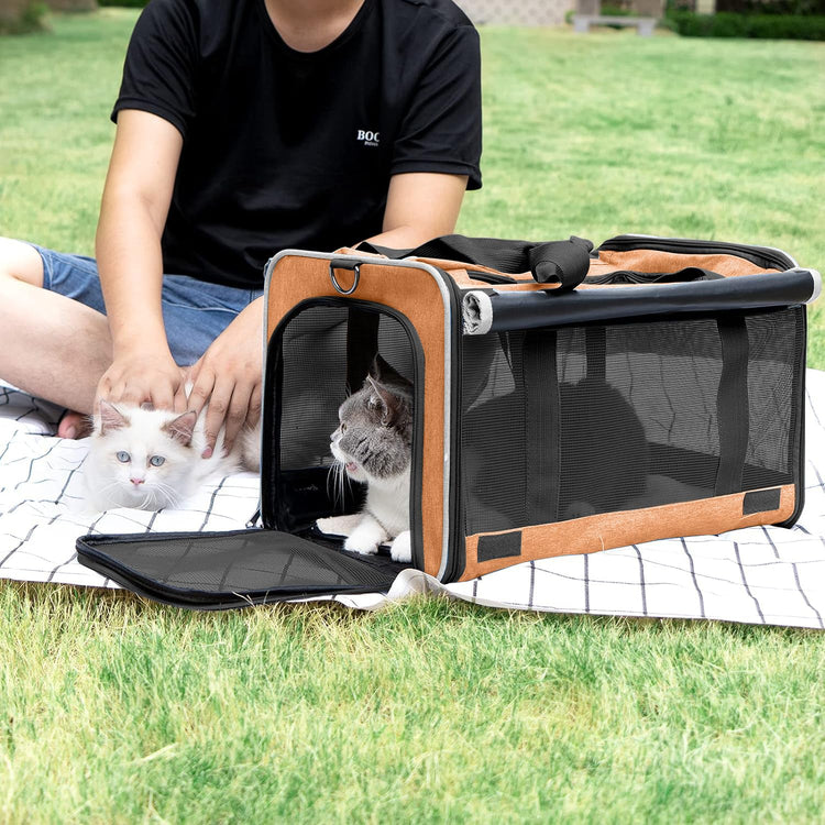 GAPZER Pet Carrier for Large Cats, Soft-Sided Cat Carrier for Medium Big Cats and Puppy up to 20lbs, Washable Dog Carrier Privacy Protection for Home Outdoor Travel