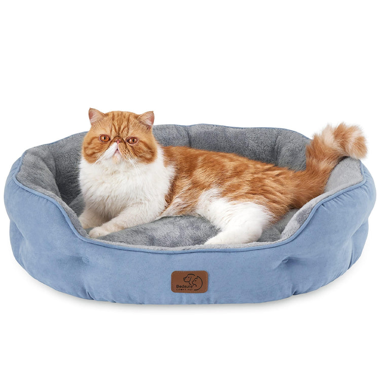 Bedsure Dog Beds for Small Dogs - Round Medium Cat Beds for Indoor Cats, Washable Pet Bed for Puppy and Kitten with Slip-Resistant Bottom, 25 Inches, Taupe
