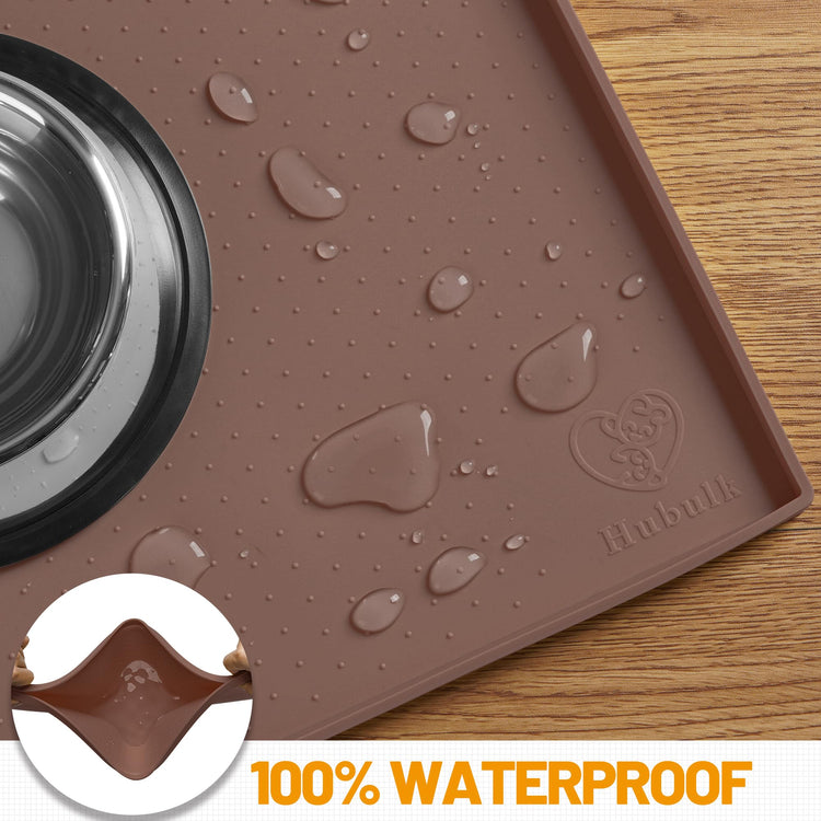 Hubulk Dog Feeding Mat,100% Waterproof Food Grade Silicone Pet Food and Water Bowl Placemat,Dishwasher, High Raised Edge to Prevent Spills,Nonslip Tray to Stop Messes on Floor (19"x12"x0.5", Grey)