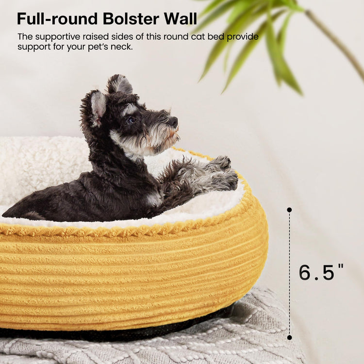 Love's cabin Round Donut Cat and Dog Cushion Bed, 20in Bed for Cats or Small Dogs, Anti-Slip & Water-Resistant Bottom, Super Soft Durable Fabric Pet Beds, Washable Luxury Cat & Dog Bed Gray
