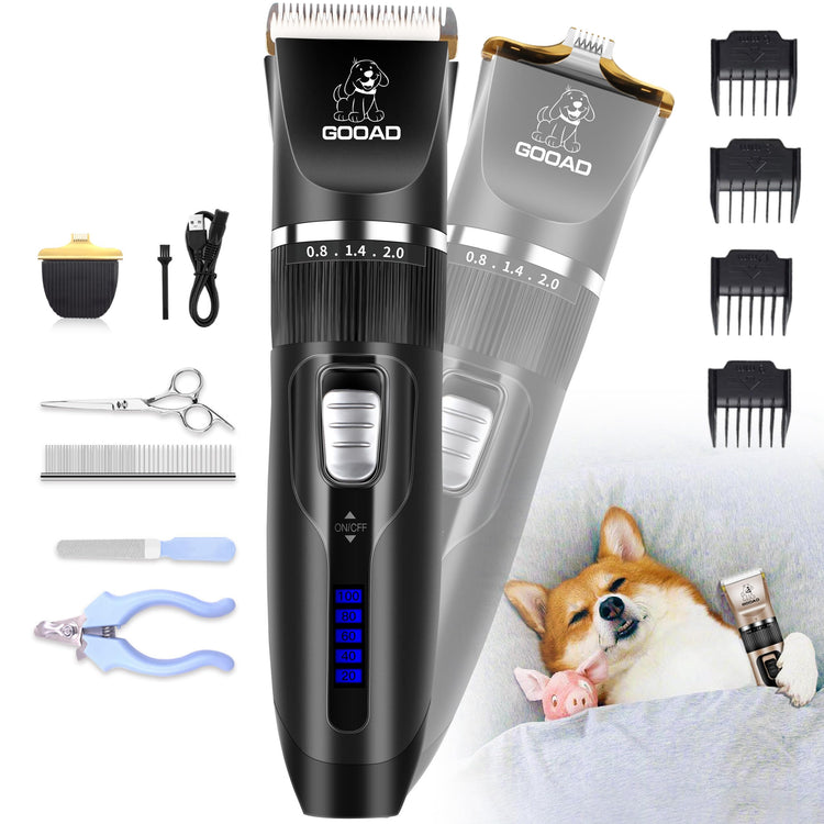 Dog Clippers for Grooming,Dog Grooming Kit for Heavy Thick Hair&Coats/Low Noise Rechargeable Cordless Hair Trimmer/Pet Shaver with Paw Trimmer for Small & Large Dogs Cats