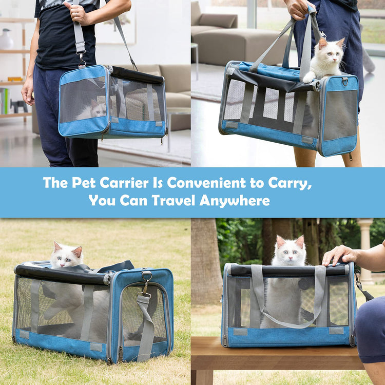 GAPZER Pet Carrier for Large Cats, Soft-Sided Cat Carrier for Medium Big Cats and Puppy up to 20lbs, Washable Dog Carrier Privacy Protection for Home Outdoor Travel