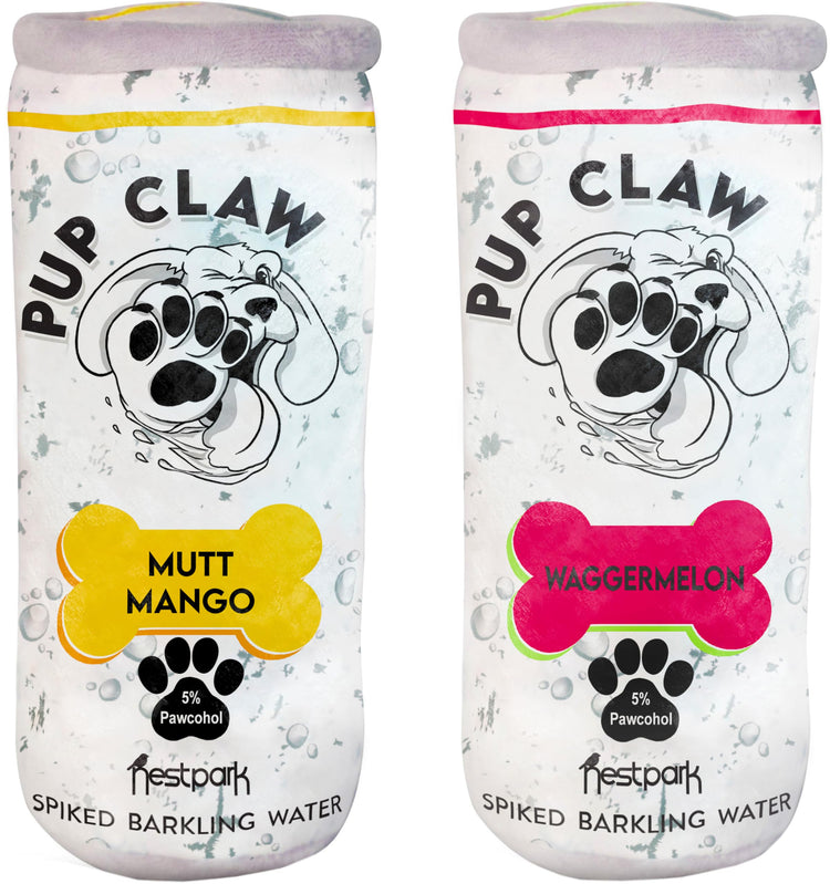 Nestpark Pup Claw Dog Toys - Funny Cute Plush Dog Toys with Squeaker and Crinkle - Parody (2 Pack) (Tropical Pack)