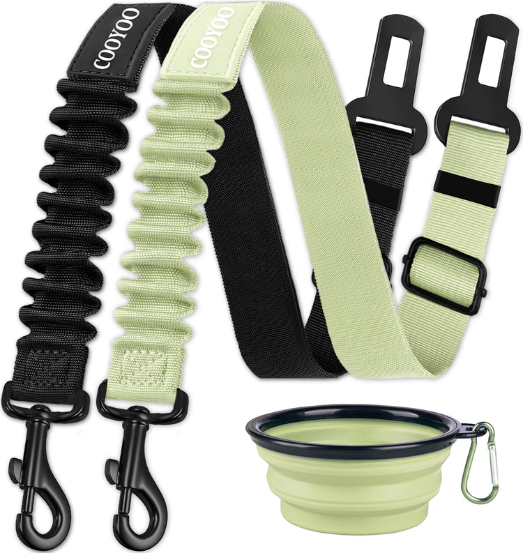 COOYOO Dog Seat Belt, Durability Retractable Dog Car Harness Adjustable Dog Seat Belt for Vehicle Nylon Pet Safety Seat Belts Heavy Duty & Elastic (1 Pack Black)