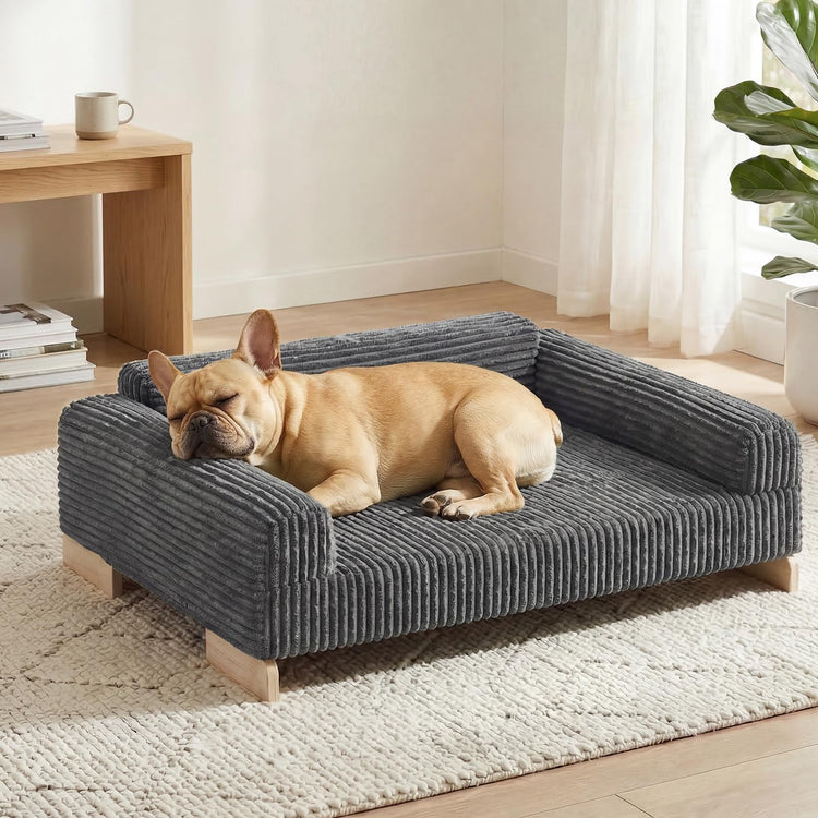 Veehoo Elevated Dog Bed Indoor, Wood Furniture Style Dog Couch Sofa with Removable Washable Cover, Cute & Durable Dogs Bed Furniture for Small Dogs & Puppies Up to 40 lbs