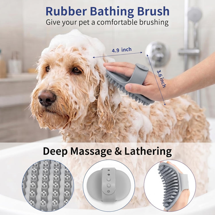 5-Piece Pet Grooming Kit for Dogs & Cats - Professional Deshedding, Detangling & Bathing Set for Long, Curly & Thick Coats - Blue