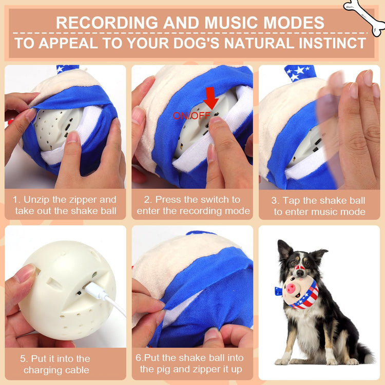 BABORUI Interactive Dog Toys Pig, Jumping Squeaky Dog Toys with Recording and Music Modes, Rechargeable Moving Dog Chew Toys for Small/Medium/Large Dogs to Keep Them Busy(Blue Pig)