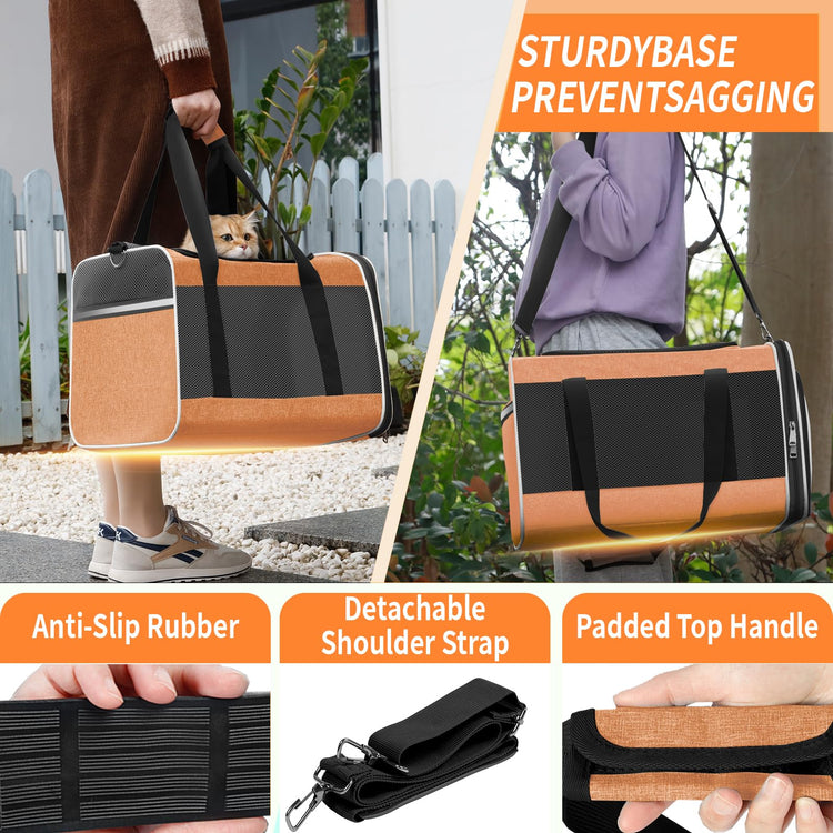 GAPZER Small Dog Carrier Cage Soft Chihuahua / Softshell Big Cat Carrier Maine Coon / Pet Taxi Carrying Bag over 25lbs / Top Loader Travel Kennel Brown