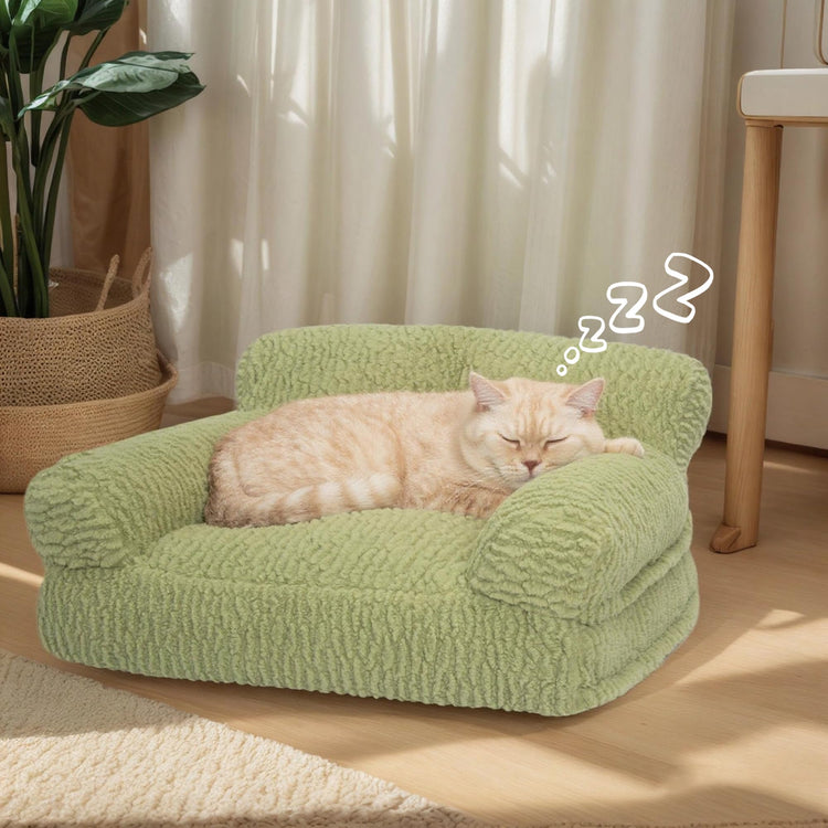 KHONSU PET Pink Cat Couch Sofa Bed - Fluffy Orthopedic Pet Lounge for Indoor Cats, Removable Washable Cover, Supportive Kitten Couch, 24 inch
