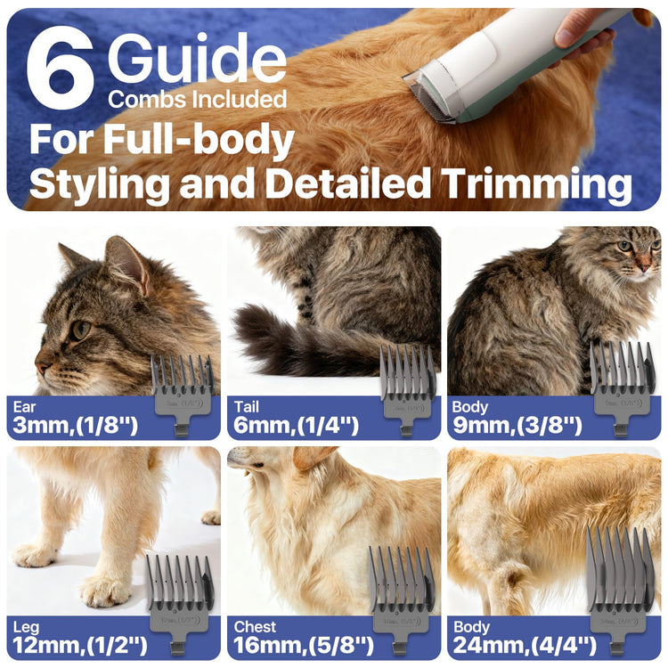 Buenkee Dog Grooming Kit with Vacuum, 15000Pa Pet Hair Clipper and Shedding Brush, 50dB Low Noise, 2L Capacity, White