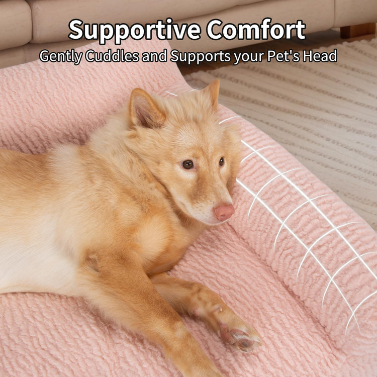 KHONSU PET Pink Cat Couch Sofa Bed - Fluffy Orthopedic Pet Lounge for Indoor Cats, Removable Washable Cover, Supportive Kitten Couch, 24 inch