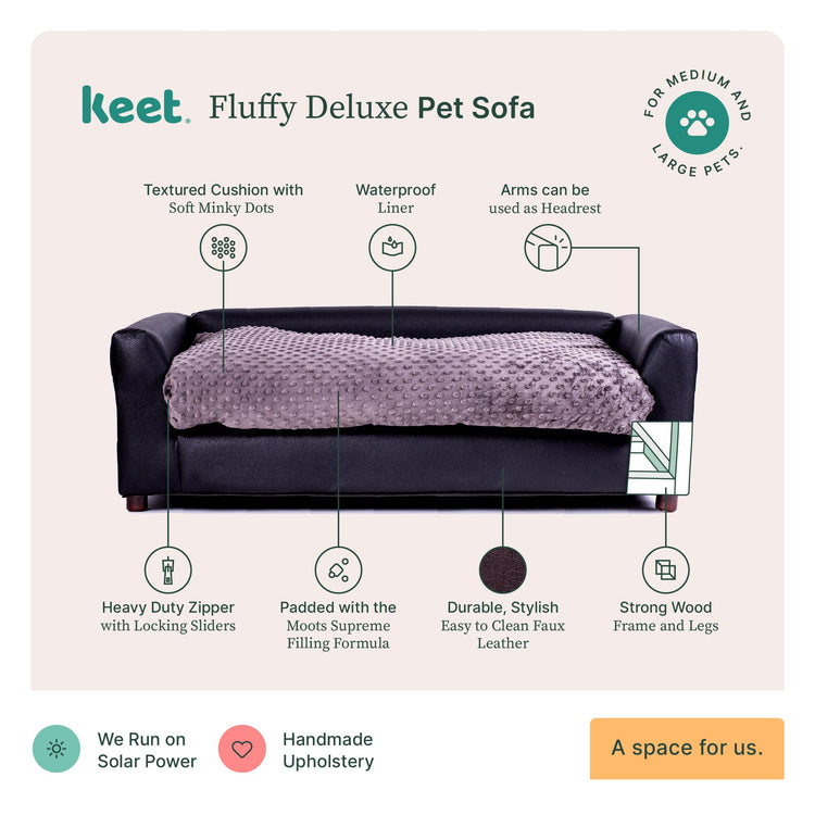 Keet Fluffy Deluxe Pet Bed Sofa Chocolate Small