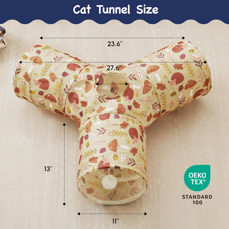 Tempcore Pet Cat Tunnel Tube Cat Toys 3 Way Collapsible, Tunnels for Indoor Cats，Kitty Bored Peek Hole Toy Ball Cat, Puppy, Kitty, Kitten, Rabbit