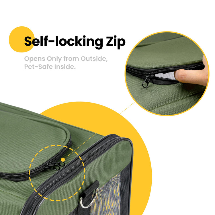 Conlun Cat Carrier Airline Approved, Soft-Sided Dog Carrier with Inner Safety Leash, Pet Transport Carrier for Small-Medium Cats Puppies up to 15 Lbs, Collapsible Travel Kitten Carrier Bag -BlackM