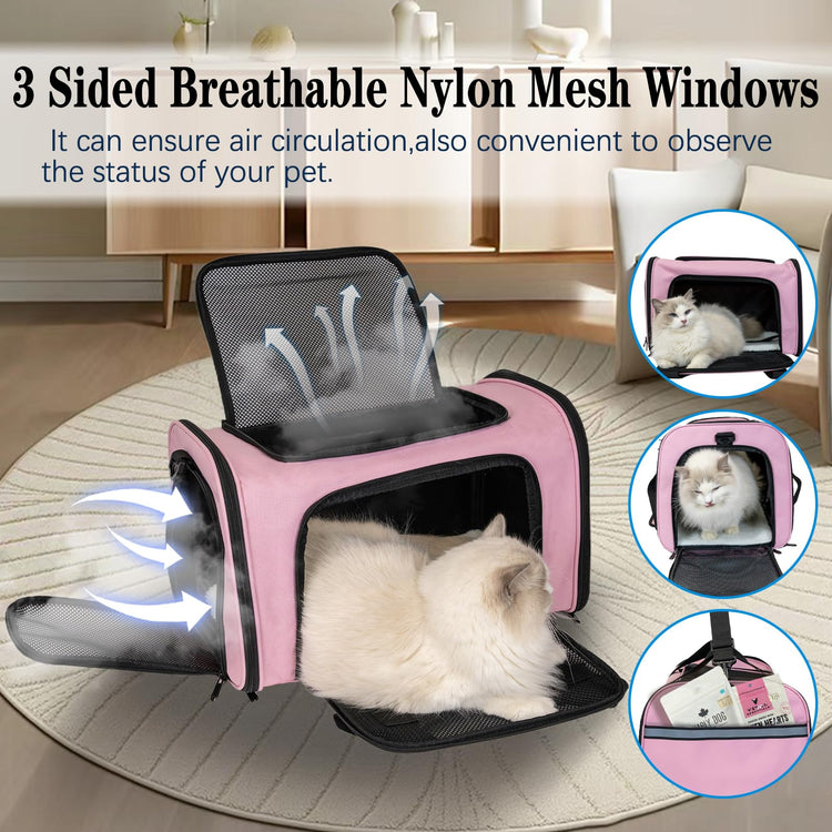 Cat, Dog Carrier for Small Medium Pet Carriers Up to15Lbs, Cats Carrier Soft- Sided Puppy Dogs Bag Portable Foldable Airline Approved Carrier Travel (Green 18 * 11 * 11)
