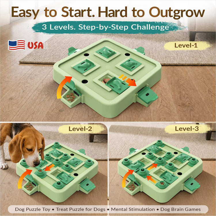 KADTC Dog Chess Puzzle Toy, Large Size, 3 Levels of Step-by-Step Challenge Beginner to Advanced Slow Feeder & Mental Stimulation for Smart Dogs Enrichment Toys