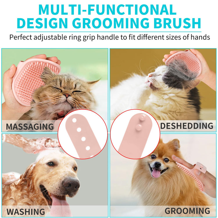 Comotech 6PCS Dog Bath Brush & Dog Toothbrush | Adjustable Handle Shampoo Brush & Scrubber for Short & Long Haired Dogs & Cats | Effectively Solve Odor & Stain Removal Problems (Blue Blue Blue.)