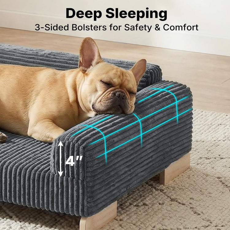 Veehoo Elevated Dog Bed Indoor, Wood Furniture Style Dog Couch Sofa with Removable Washable Cover, Cute & Durable Dogs Bed Furniture for Small Dogs & Puppies Up to 40 lbs