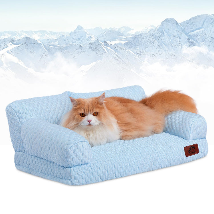 Hollypet Fluffy Dog Cat Bed Pet Couch Beds Plush Soft Warming Machine Washable Puppy Bed with Non-Slip Bottom for Cats and Small Medium Dogs up to 25 lbs, Gray, 24" L x 18" W x 10" Th