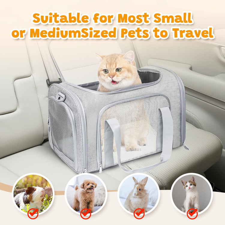 Cat Carrier Soft for Pets Up to 15 Lbs, Cat Travel Bag Soft-Sided with Padded Shoulder Strap, Pet Dog Carriers for Small Dogs Travel Puppy Carry Airline Approved, Pink