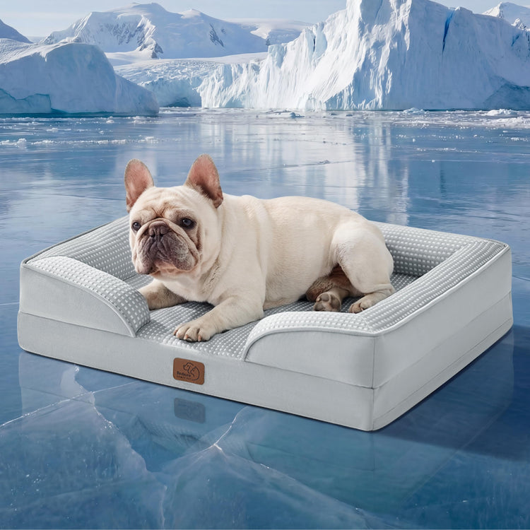 Bedsure Orthopedic Dog Bed Medium Size Dogs - Washable Small Medium Dog Cat Bed Waterproof, Comfort Cats Couch Sofa with Washable Removable Cover, Pets Bed with Nonskid Bottom, Grey, 28"