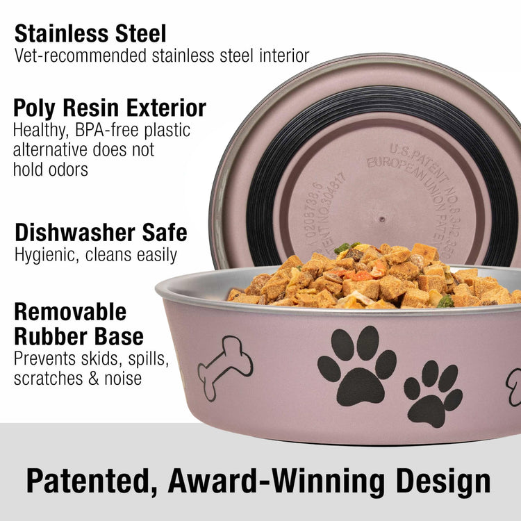 Loving Pets Bella Dog Bowls- Stainless Steel Dog & Cat Bowls - Spill Proof Dog Food Bowl, Cat Bowl, Puppy Essentials & Pet Supplies Great for Home & Travel (Medium 20-35 lbs, Blueberry)