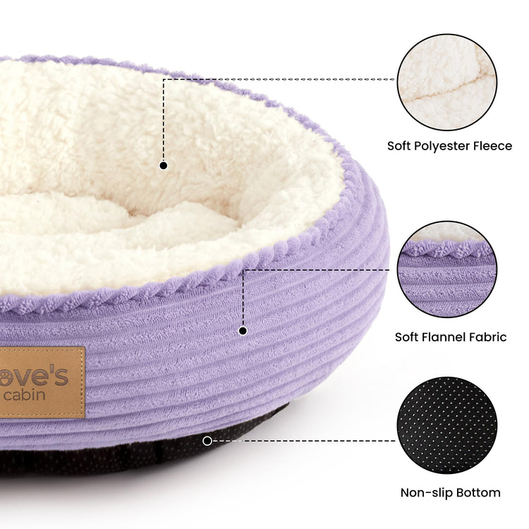 Love's cabin Round Donut Cat and Dog Cushion Bed, 20in Bed for Cats or Small Dogs, Anti-Slip & Water-Resistant Bottom, Super Soft Durable Fabric Pet Beds, Washable Luxury Cat & Dog Bed Gray