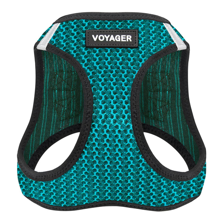 Best Pet Supplies - All Weather Mesh / Plush, Reflective, No Pull Harness for Small, Medium Dogs, Cats - Secure with Hook & Loop Fastener, Buckle, Double D-Rings - Baby Blue/Black Trim, XL