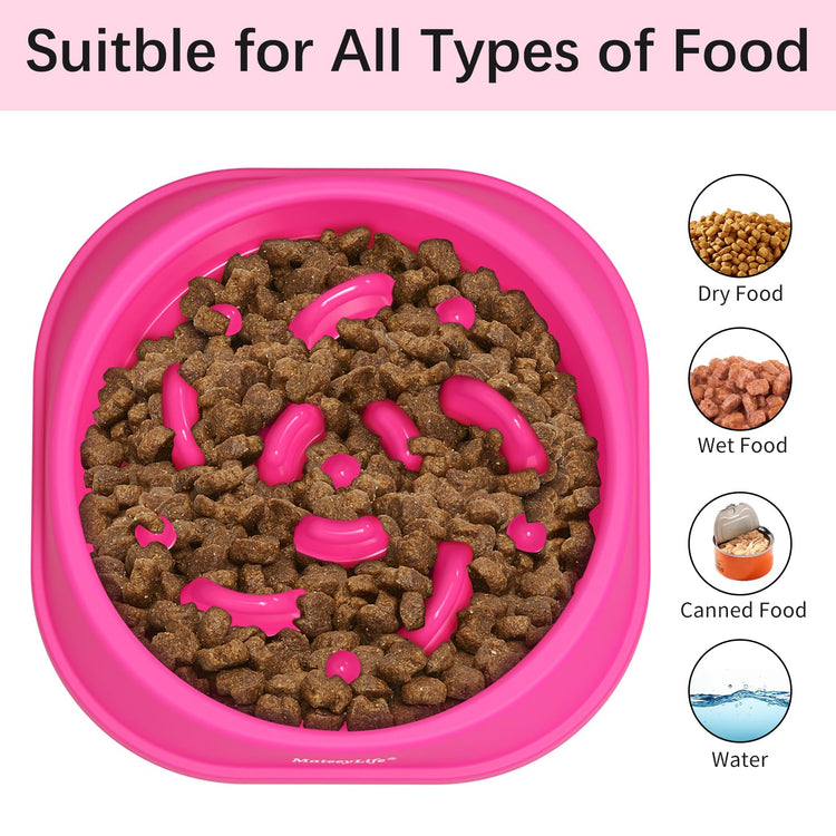 MateeyLife Slow Feeder Dog Bowls 2PCS, Anti-Choking Puzzle Dog Food Bowls, Anti-Slip Interactive Feeding Slow Down Eating, Bloat Stop Maze Dishes for Medium Breeds