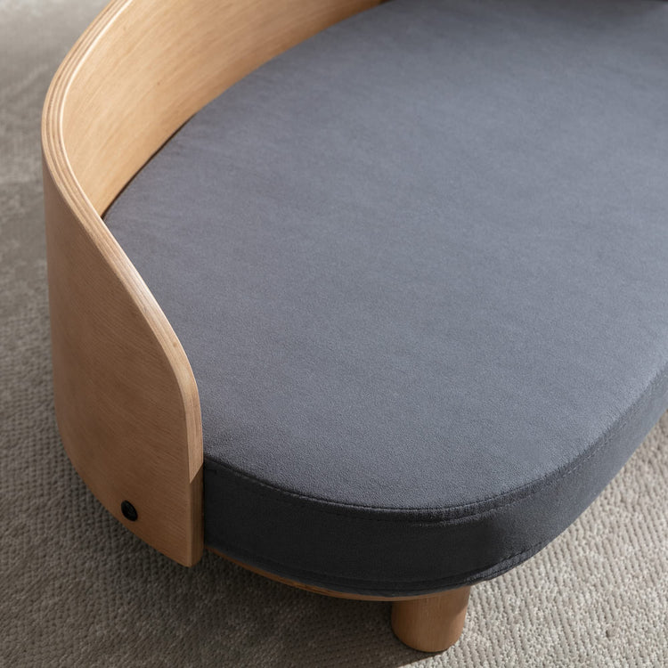 Dog Sofa, Dog Beds with Removable Cushion Pet Sofa with Solid Wood Legs and Bent Wood Back Dog Couch for Dogs and Cat-Small Light Grey