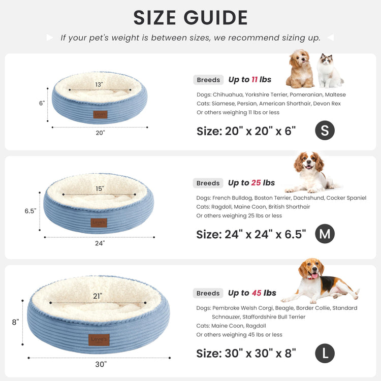 Love's cabin Round Donut Cat and Dog Cushion Bed, 20in Bed for Cats or Small Dogs, Anti-Slip & Water-Resistant Bottom, Super Soft Durable Fabric Pet Beds, Washable Luxury Cat & Dog Bed Gray