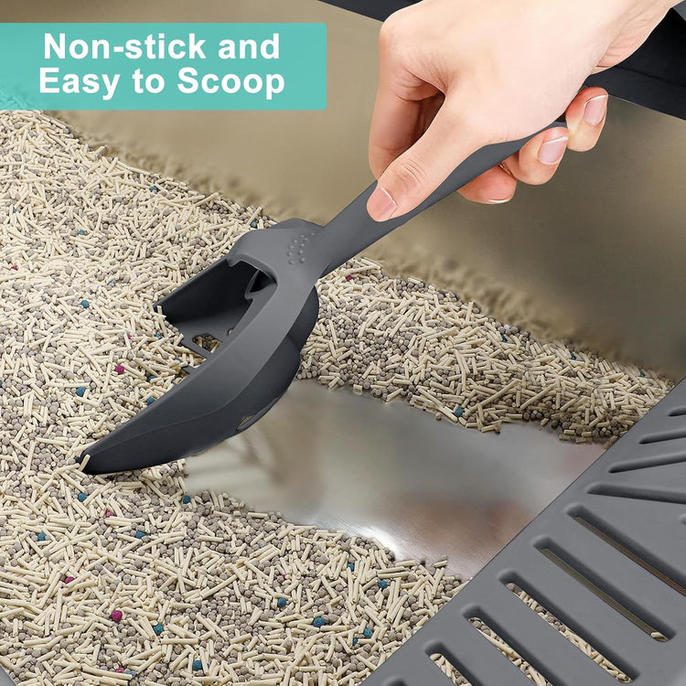 2 Pack Stainless Steel Litter Box for Kitty | Metal Kitty Litter Box with Lid High Sided for Small Cats or Injured Cats, Bunny Litter Boxes, Low Entry, Odor-Free, Non-Stick,Includes Scoop