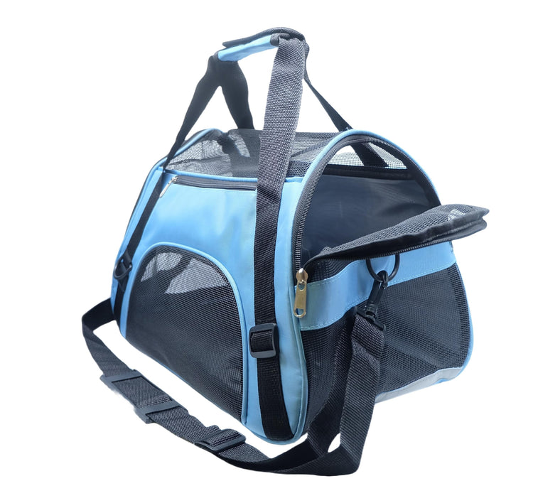 ZaneSun Cat Carrier,Soft-Sided Pet Travel Carrier for Cats,Dogs Puppy Comfort Portable Foldable Pet Bag Airline Approved (Small Blue)