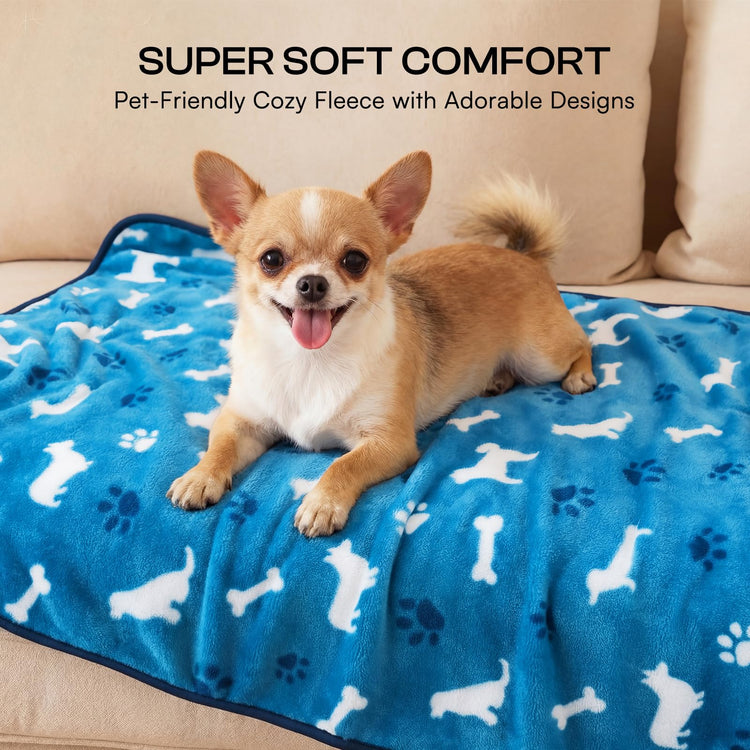 Luciphia 1 Pack 3 Blankets Super Soft Fluffy Premium Fleece Pet Blanket Flannel Throw for Dog Puppy Cat Paw Brown/Pink/White Small(23x16 inch)