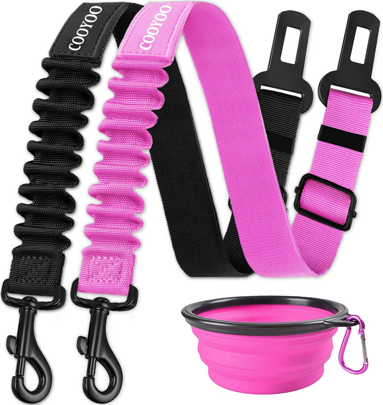 COOYOO Dog Seat Belt, Durability Retractable Dog Car Harness Adjustable Dog Seat Belt for Vehicle Nylon Pet Safety Seat Belts Heavy Duty & Elastic (1 Pack Black)