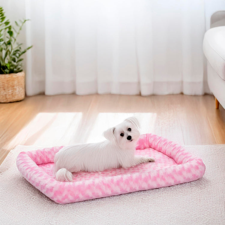 MidWest Homes for Pets QuietTime Fashion XXS Dog Bed - Pink Faux Fur Bolster, Ultra-Soft and Machine Washable, Fits 18-Inch Crates and Carriers, for Small Dogs and Cats