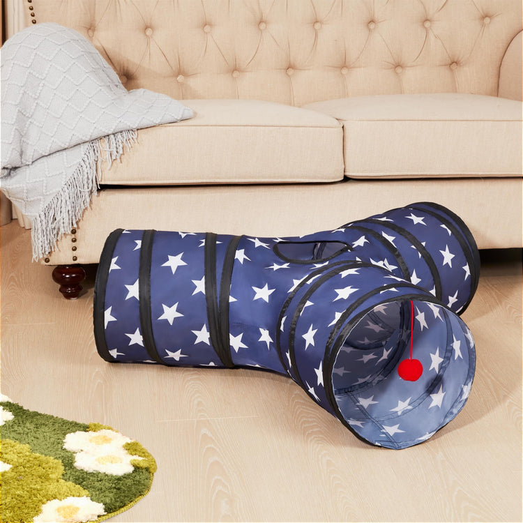 Tempcore Pet Cat Tunnel Tube Cat Toys 3 Way Collapsible, Tunnels for Indoor Cats，Kitty Bored Peek Hole Toy Ball Cat, Puppy, Kitty, Kitten, Rabbit