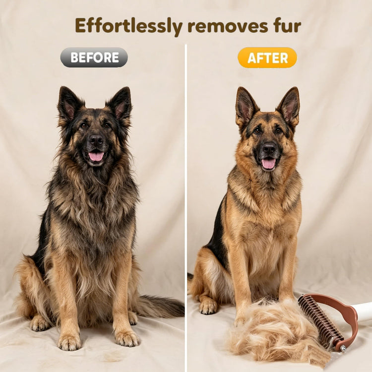 Double Sided Dematting Comb for Cats and Dogs, 2-in-1 Deshedding and Detangling Rake, Undercoat Matt Remover for Long Thick Hair, Pet Grooming Brush, Lint Remover (white)