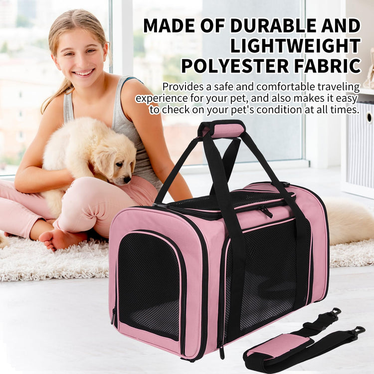 Cat Dog Carriers Soft-Sided, Pet Travel Carrier for Small Cats Dogs Under to15lbs, Soft-Solid Collapsible Carrier,(Medium,Green)
