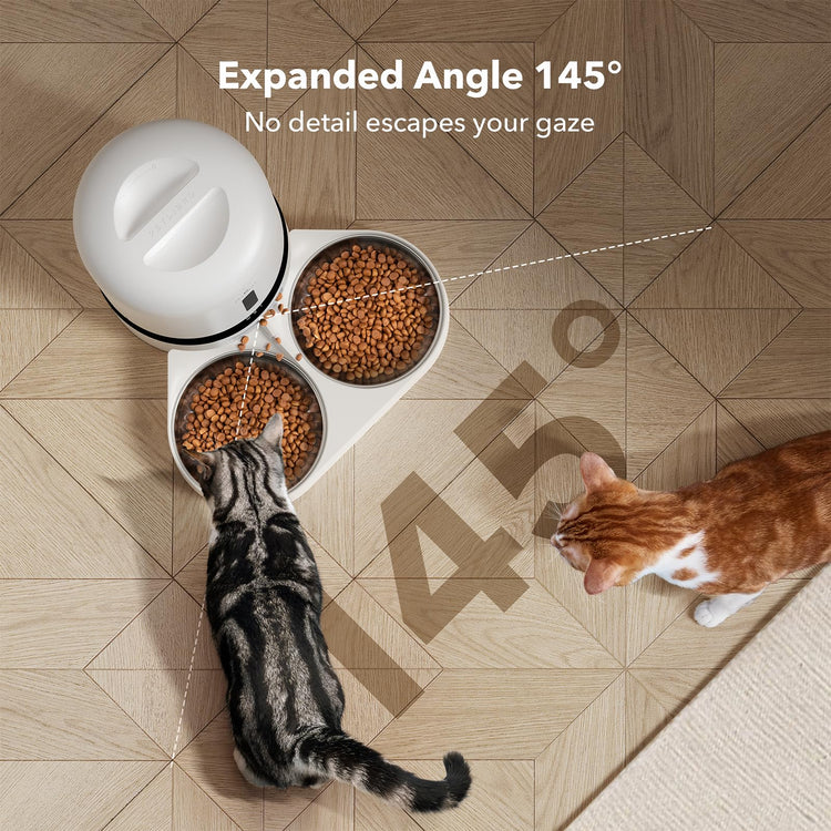 PETLIBRO Automatic Cat Feeder, Automatic Dog Food Dispenser with Freshness Preservation, 5L Timed Pet Feeders for Dry Food, Up to 6 Meals Per Day, Granary 5L Basic Button Type White