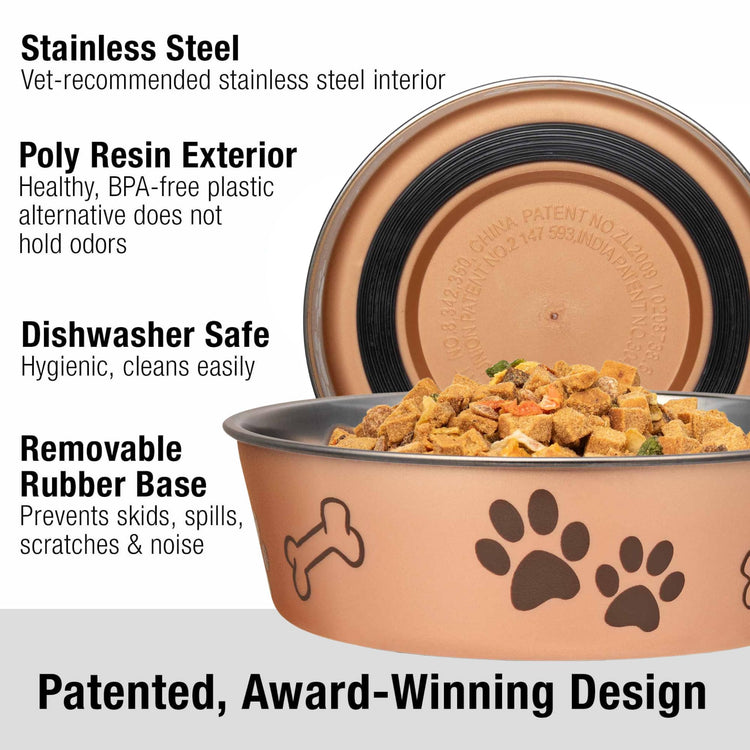 Loving Pets Bella Dog Bowls- Stainless Steel Dog & Cat Bowls - Spill Proof Dog Food Bowl, Cat Bowl, Puppy Essentials & Pet Supplies Great for Home & Travel (Medium 20-35 lbs, Blueberry)
