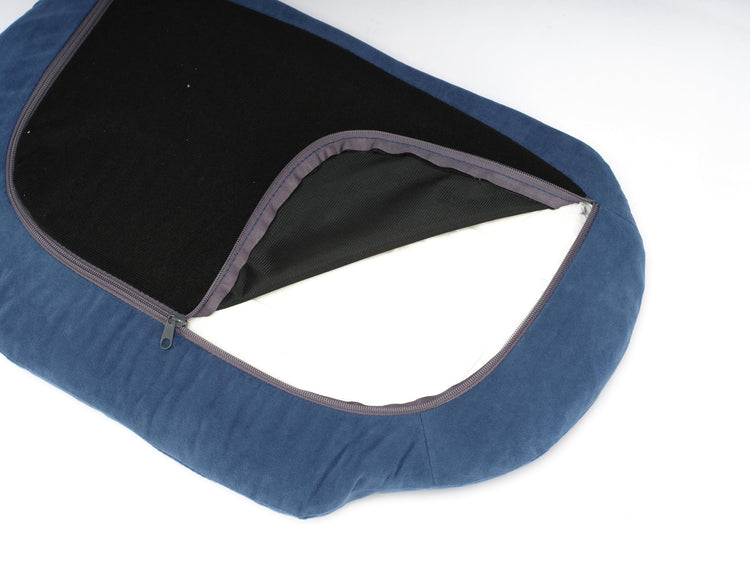 HomSof 26.38" Scandinavian Style Elevated Dog Cat Bed Pet Sofa with Solid Wood Legs and Bent Wood Back with Velvet Cushion,Small Size，Navy+Brown