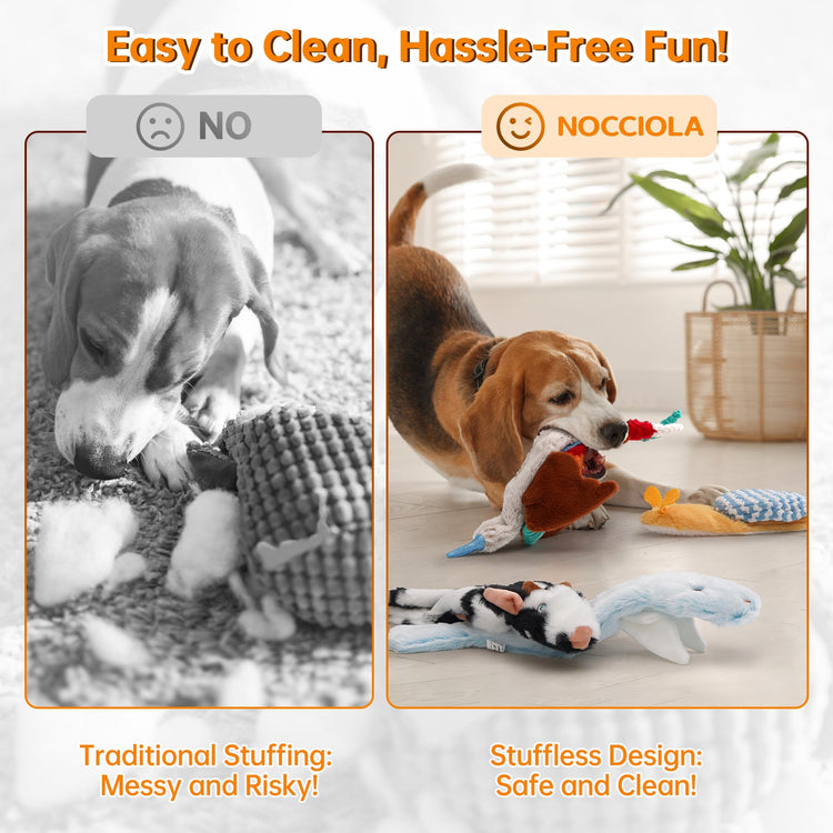 Nocciola Dog Squeaky Toys, 5 PCS Crinkle Plush Dog Toys, No Stuffing Dog Toys for Small Medium Large Dogs, Stuffless Puppy Toys for Boredom