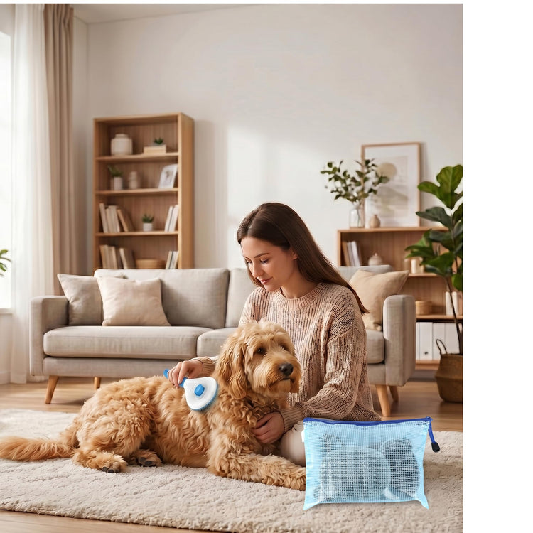 5-Piece Pet Grooming Kit for Dogs & Cats - Professional Deshedding, Detangling & Bathing Set for Long, Curly & Thick Coats - Blue
