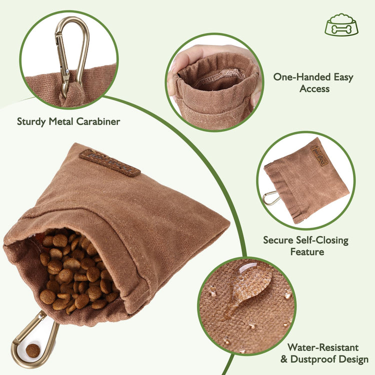 ETIAL Dog Treat Pouch,Portable Puppy Dog Training Treat Bag,Hand Free Dog Walking Bag,Auto Closing Pet Feed Snack Reward Pocket,Dog Food Dispenser for Pet Puppy Travel or Outdoor Use