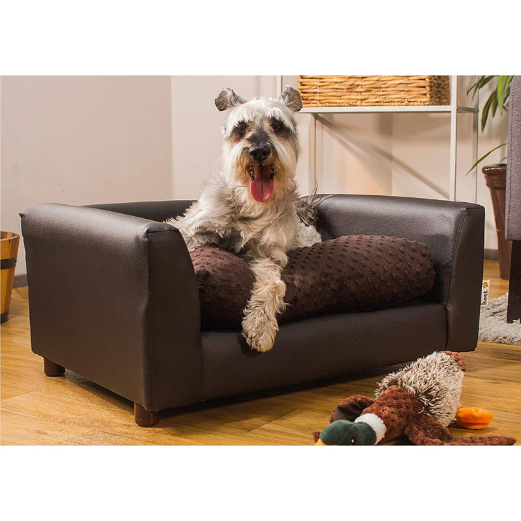 Keet Fluffy Deluxe Pet Bed Sofa Chocolate Small