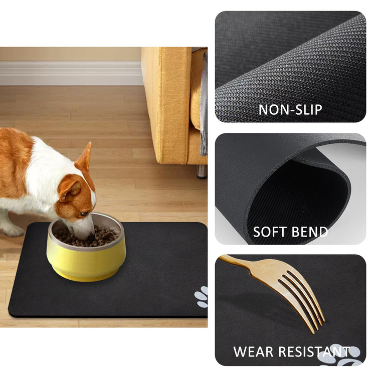 YCT Cat Pet Food Mat - Non-Slip Bottom Absorbent Quick Dry Feeding Mat for Dogs and Cats - Pet Supplies, 11.8"x18.1" Beige